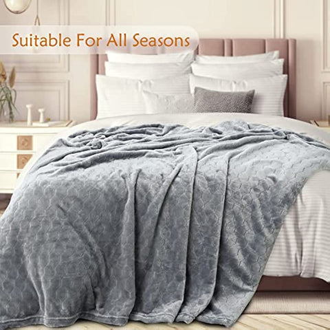 Fleece Blanket Super Soft Cozy Throw Blanket 50" x 60", Lightweight Fuzzy Comfy Textured Flannel Blanket Winter Warm Plush Throw Blankets for Couch, Sofa, Bed, Light Grey