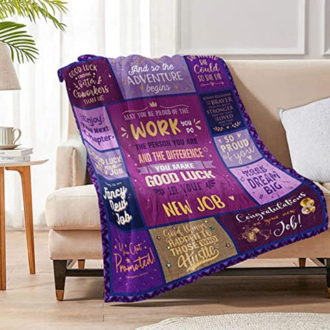 New Job Gift for Women, Congratulation Mothers Day Promotion Gifts for Women, Gift for Coworker Leaving for New Job, Job Promotion Gifts Throw Blanket 60 x 50 Inch