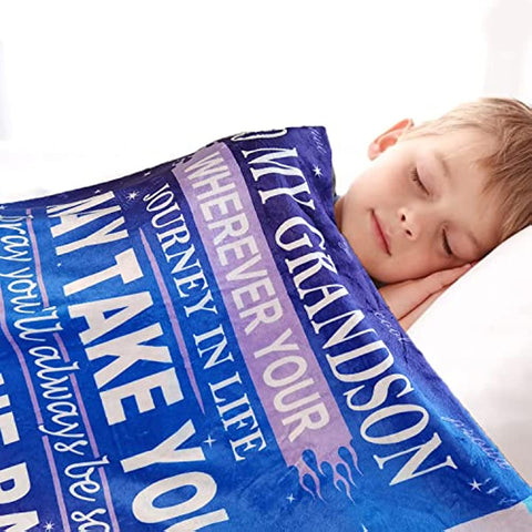 Grandson Gifts from Grandma, to My Grandson Blanket from Grandma, Birthday Gifts for Grandson, Grandson Graduation Gifts Ideas, Gifts for Grandson Soft Flannel Throw Blankets 50''x60''