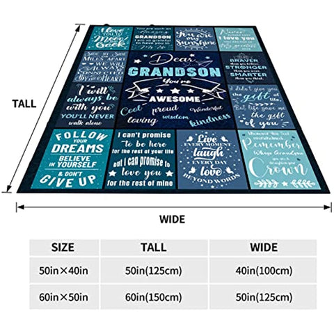 Grandson Gifts from Grandma - To My Grandson Blanket - Gifts for My Grandson from Grandma and Grandpa - Birthday Valentines Day Gifts for Grandson - Grandson Blanket from Grandparents 50''x60''
