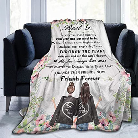to My Best Friend Blanket for Women Ultra Soft Flannel Throw Blanket for Friends BFF Bestie Girls Birthday Anniversary 50 x 60 Inch