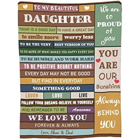 to My Daughter Blanket from Mom Dad Flannel Throw Blankets for Couch Bedroom Sofa Warm Girl Birthday Gifts 50x60in