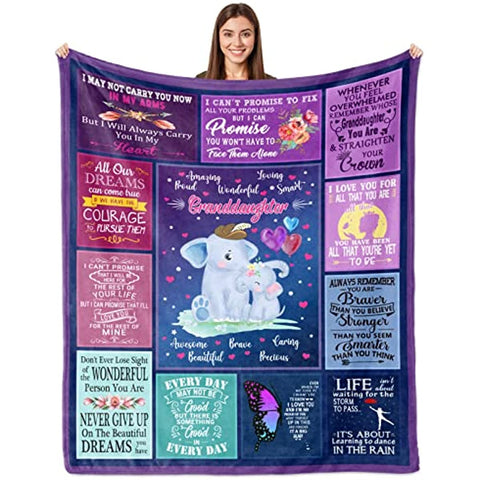 Granddaughter Gifts from Grandma, Granddaughter Blanket 60"x50", Granddaughter Birthday Gifts, Gift for Granddaughter from Grandpa, to Granddaughter Throw Blanket for Graduation Mothers Day Christmas
