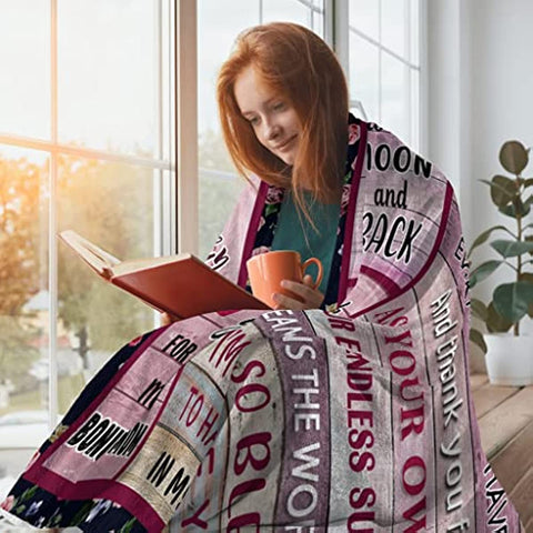 Mom Stepmom Gifts Blanket from Bonus Daughter Son, to My Bonus Mom Blankets for Birthday, Step Mom Gifts Soft Flannel Throw Blanket 50"x60"