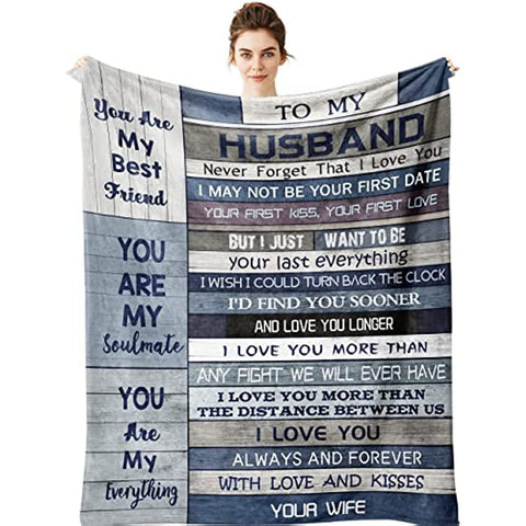 Husband Gifts from Wife Blanket - Gifts for Him Husband 60" x 50" Blankets - Best Husband Gifts for Men - Future Gifts for Husband Who Has Everything - Valentines Anniversary Birthday Gift Ideas