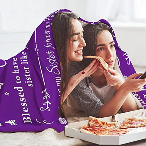 Sisters Gifts from Sister, Sister Blanket, Sister Birthday Gifts from Sister Throw Blankets, Sister, Gifts for Sister, Valentines Day Gift for Sister, Purple Blanket 50" x 60"
