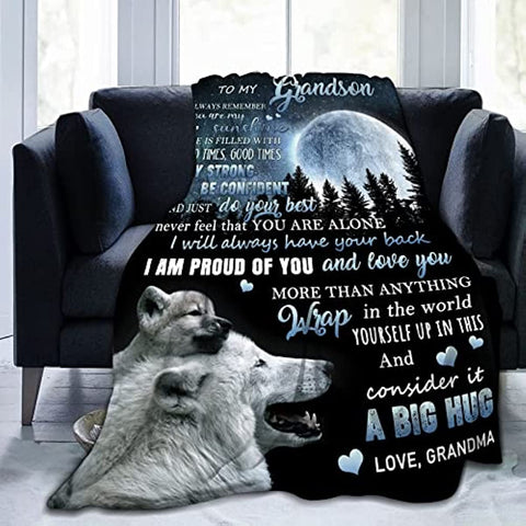To My Grandson Blankets from Grandma Birthday Gifts for Granson from Grandma for Grandson Flannel Soft Fleece Bed Blanket 50X60in