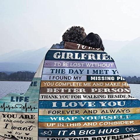 To My Girlfriend Blanket Gifts for Girlfriend I Love You Blessing Sweet Sayings Quote Throw Blankets 50x60 inch Birthday Gifts for Her Anniversary Present Soft Blankets for Bed Sofa