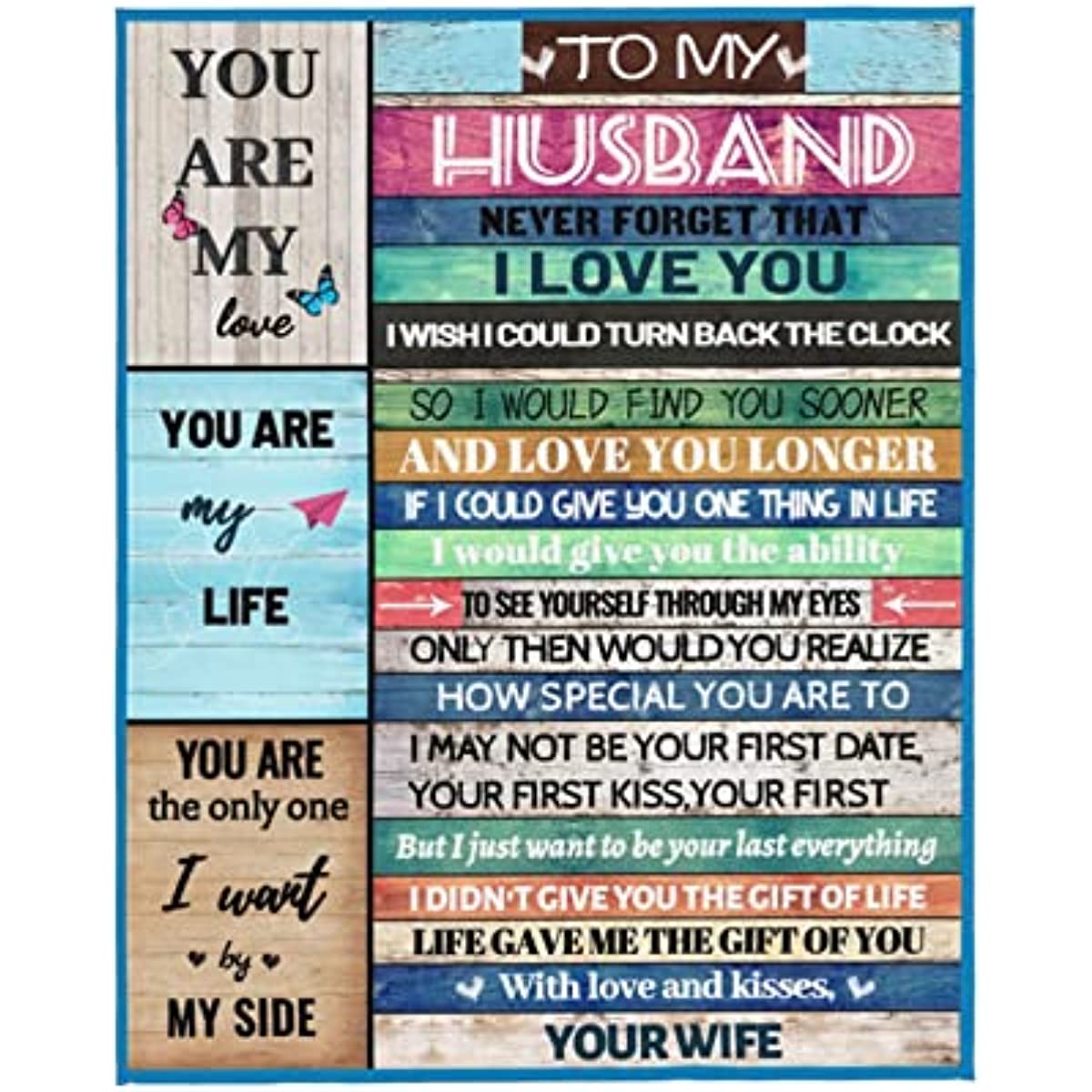 to My Husband Blanket Love Letter Husband Gifts Soft Micro Fleece Flannel Throw Blanket Warm Blanket for Bed Couch Living Room(50"x40")