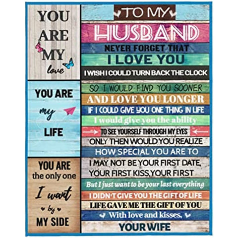 to My Husband Blanket Love Letter Husband Gifts Soft Micro Fleece Flannel Throw Blanket Warm Blanket for Bed Couch Living Room(50"x40")