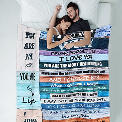 Birthday Gifts for Wife, Anniversary Wedding Mother's Day Romantic Gifts for her, Wife Birthday Gift Ideas from Husband to My Wife Blanket, I Love You Gifts for her, Wife Blanket 60''x50''