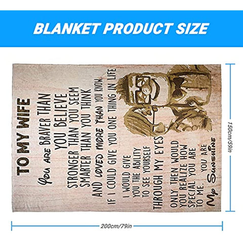 Personalized Flannel Blanket to My Wife Gift from Husband, Ultra Soft Flannel Fleece Blankets Christmas Birthday Valentine's Day Wedding Anniversary Throw Blanket Fits Couch Sofa Bed (59x79in)