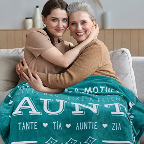 Aunt Mothers Day Gifts, Aunt Blanket from Niece or Nephew, Aunt Birthday Gift, Auntie Gifts, Soft Aunt Throw Blanket for Your Favorite Best Aunt Ever 60x50 Inches (Teal, Fleece)