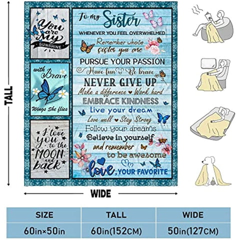 Sister Mothers Day Birthday Gifts from Sister Blanket, Sisters Gifts from Sister, Best Gifts for Sister from Sisters, Gift for Sister from Brother, Sister Gift Ideas Throw Blanket 60 x 50 inch