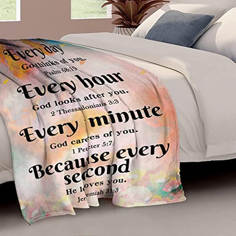 Christian Gifts for Women, Religious Gifts for Women Bible Blanket with Inspirational Thoughts and Prayers-Scripture Blanket Catholic Gifts Birthday Gifts Spiritual Gifts for Women 40"X 50"