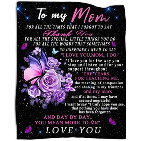 Gifts for Mom to My Mom Blanket from Daughter Son Flower Butterfly Throw Blankets for Couch Bedroom Sofa Warm Blanket Positive Encourage and Love 50x60 in