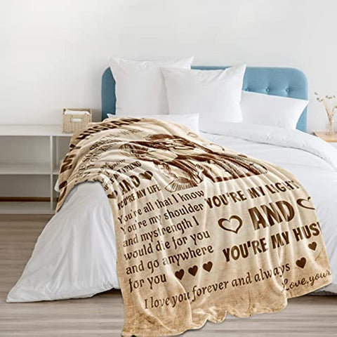 Gifts for Husband Blanket from Wife I Love You Wedding Anniversary Birthday Christmas Valentine's Father's Day Blankets Romantic Present Gift for Him (60x50inch)