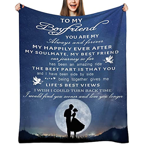Boyfriend Gifts from Girlfriend, Valentines Gifts for Him Boyfriend, Anniversary Birthday Gifts for Boyfriend, to My Boyfriend Blanket Throw 60"x50"