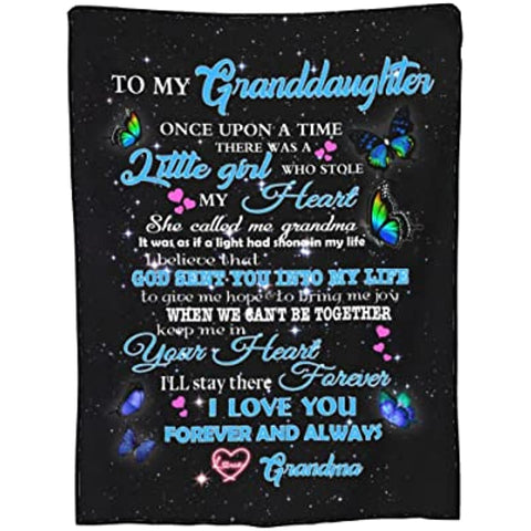 Granddaughter Gifts from Grandma, Granddaughter Blanket,Gifts for Granddaughter,Anniversary-Soft Butterfly Granddaughter Blanket from Grandma 40 x 50 in