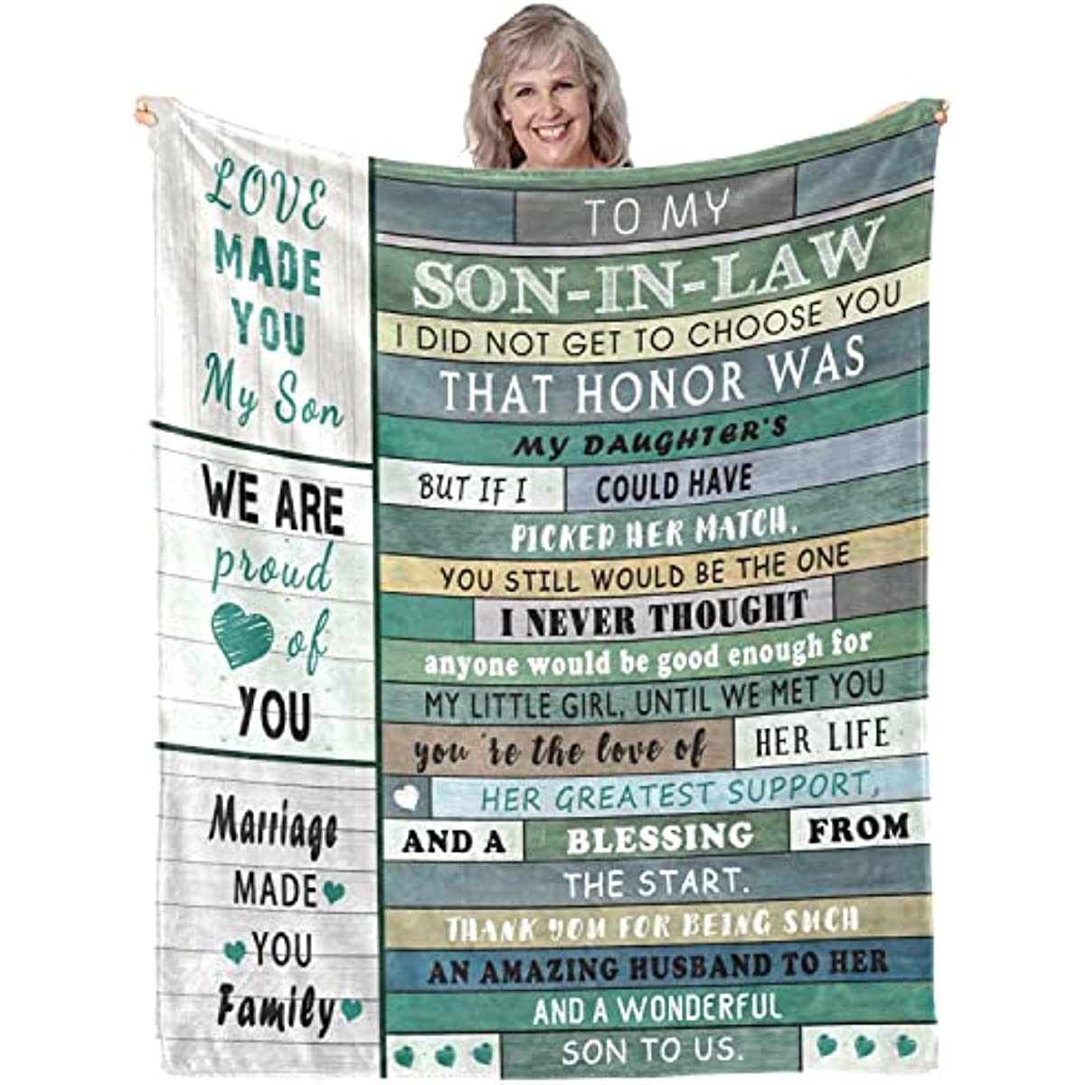 To My Son in Law Blanket from Father Mother in Law Throw Blankets 60"X50" - Son in Law Gift Blanket - Son in Law Gift Ideas for Anniversary Graduation Wedding - Best Birthday Gift for Son in Law