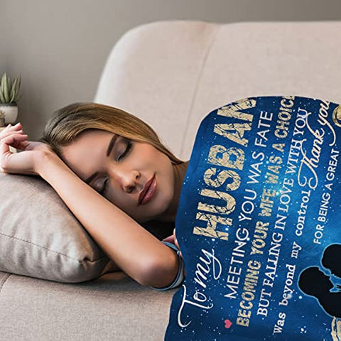 To My Husband Blanket from Wife, Birthday Gifts for Men, Throw Blanket Gifts for Husband Birthday Gift Ideas,Best Christmas Valentines Wedding for Him 60''x50''