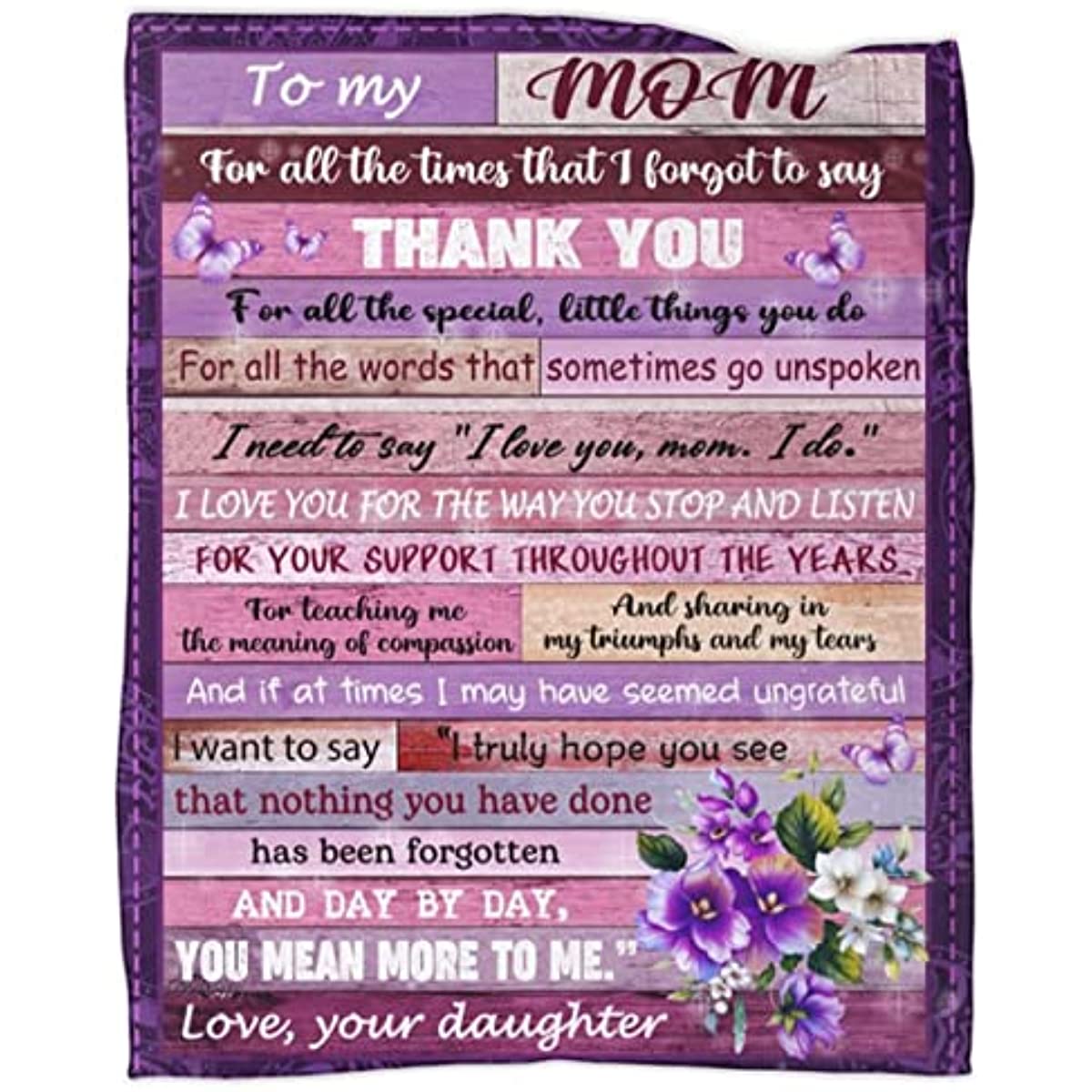 Gifts for Mom to My Mom Throw Blanket Mothers Day Blanket Gifts for Mom from Daughter Flowers Ultra-Soft Micro Fleece Blankets Birthday Gifts for Bed Couch Travel Beach 50"x60"