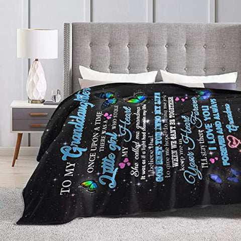 Granddaughter Gifts from Grandma, Granddaughter Blanket,Gifts for Granddaughter,Anniversary-Soft Butterfly Granddaughter Blanket from Grandma 40 x 50 in