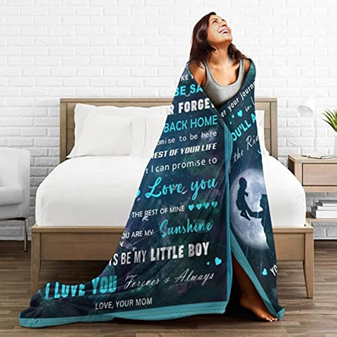 Son Blanket from Mom, Mothers Day to My Son Gifts Blanket-Birthday Graduation Gifts for Son Throw Blanket 60"x50" -Gifts for Son from Mom Blanket