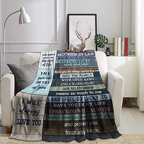 Mother in Law Gifts from Daughter in Law, Throw Blanket Gifts for Mother in Law Gift for Birthday Christmas Mother’s Day, Flannel Fleece Soft Warm Cozy Blankets for Bed Sofa 60”x50”