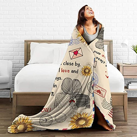 To Sister Gifts Sunflower Sister Throw Blanket Christmas Blanket Gifts for Sister Birthday Thanksgiving Valentines Gifts 50"x60"