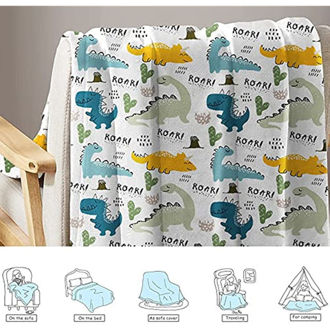 Dinosaur Blanket for Boys Girls 300 GSM Soft Fleece Kids Blanket Baby Boy Blanket Suitable for Toddler Couch Cute Blanket for Sofa Bedroom Living Room Dinosaur Gifts for Children 50"x40"