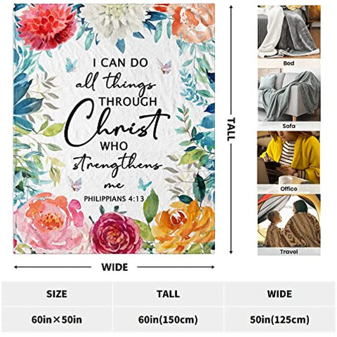 Christian Gifts for Women Blanket 60"x50", Inspirational Religious Gifts for Women Throw Blanket, Catholic Spiritual Gifts for Women, First Communion Gifts for Girls Catholic Blankets Throws
