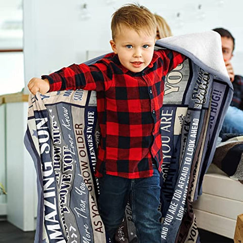 Son Gifts from Mom Blanket, Gifts for Son, Best Gifts for Grown Son, Mom to Son Gifts, To My Amazing Son - Back to School/Birthday/Graduation Gift Ideas for Son from Dad Throw Blankets 60"X50"