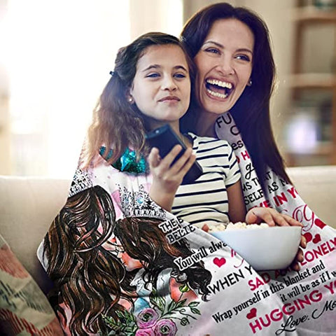 To My Daughter's Blanket from Mom, Pink Rose Flannel Sublimation Throw Blanket from Daughter Girls,60x50 inches