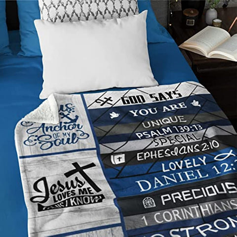 Christian Gifts for Women Kids - Religious Blanket for Christian Friends - Bible Verse Gifts for Women 50"x 40" with Inspirational Proverbs Scripture - First Communion Gifts for Girls Boys
