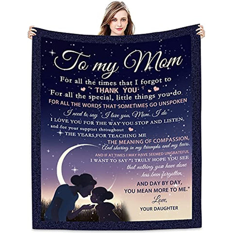 to My Mom Blanket from Daughter - Meaningful Gifts for Mom 60"x50", Fleece Throw Blankets Birthday Gifts for Women - Mom Gifts Ideas from Kids for Her Birthday, Mothers Day or Christmas