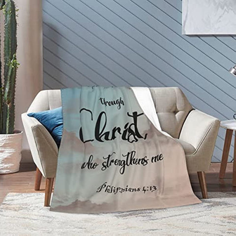 Christian Gifts for Women, Inspirational Bible Verse Blanket Soft Lightweight Religious Healing Warm Blanket for Women 40x50in