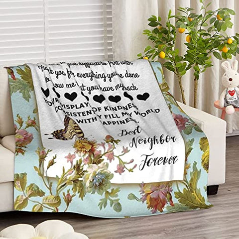 Gifts for Neighbors Blanket, Neighbor Gifts for Women - Printed Throw Blanket for Neighbors, Best Neighbor Gifts for Christmas, Birthday, Thanksgiving Day 50x60 Inches