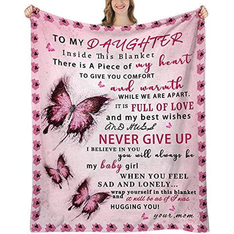 Daughter Blanket from Mom, Daughter Gifts for Birthday, Gifts for Daughter Graduation Blanket, Mother to Daughter Throw Blanket 60"x50"