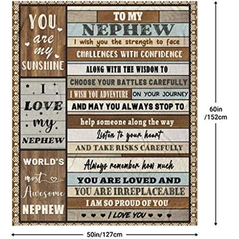 Nephew Gifts from Auntie Blanket, Gifts for Nephew , Nephew Gifts from Aunt Uncle ,Nephew Christmas Graduation Gift Ideas, Birthday Gifts for Nephew Throw Blanket 60’’x50’’