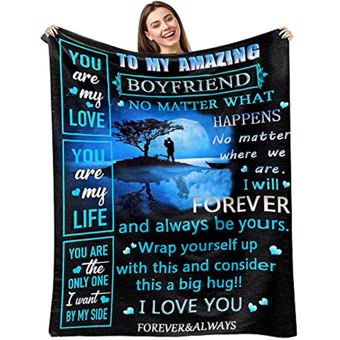 To My Amazing Boyfriend Blanket from Girlfriend 60"×50",Best for Him Boyfriend,Unique Birthday Gifts for Boyfriend,Valentines Day Gifts for Boyfriend,Throw Blanket for Boyfriend