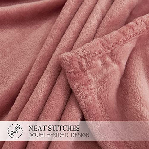 Pink Velvet Blanket Throw Size All Season Fuzzy Fleece Microfiber Throws Lightweight Blankets for Couch Bed Gift Ideals for Birthday Christmas, Dusty Pink, W50 x L60 inch
