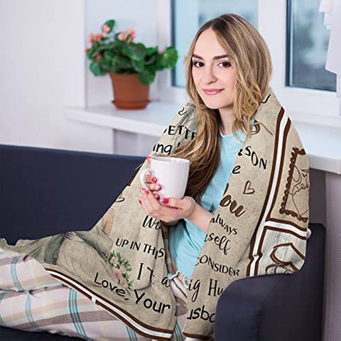 Gifts for Her for Wife, to My Wife Soft Throw Blanket Wife Gifts from Husband for Anniversary, Romantic Gifts - I Love You Gifts(60” x 50”)