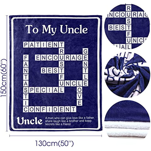 Uncle Gifts Throw Blanket Uncle, 50"x60" Blanket, Gifts for Uncle from Niece Nephew Cozy Soft Blankets Christmas Thanksgiving Happy Birthday Gifts for Uncle