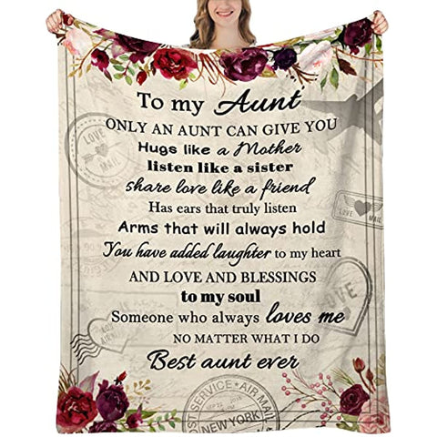 Aunt Gifts, Gifts for Aunt, Aunt Birthday Gifts, Aunt Blanket Throw, Aunt Gifts from Niece, Aunt Gifts for Mothers Day, Birthday, Christmas, 60"x50"