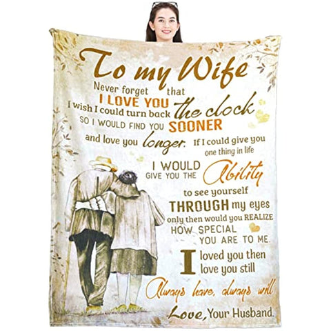 Wife Blanket, to My Wife Blanket from Husband, Mothers Day Birthday Gifts for Wife, Wife Birthday Gift Ideas, Wedding Anniversary Romantic Gifts for Wife, Wife Gifts from Husband, 50”x70”