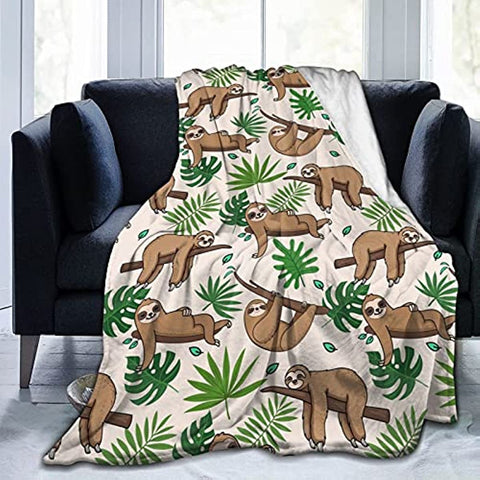Cute Sloth Throw Blanket Flannel Fleece Bed Blanket Cozy Air Conditioning Blanket Plush Blanket for Bedroom Living Sofa Car 50"x40"