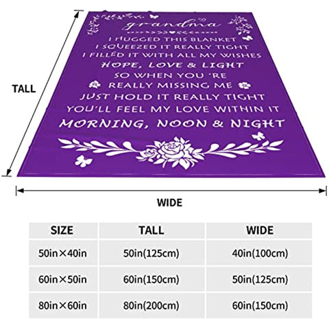 I Love You Grandma Gift Blanket Soft Throw Great Grandmother Gifts for Grandma Nana Gifts from Grandkids for Birthday Mothers Day Wrap Your Grandmother with Love and Inspirational Words