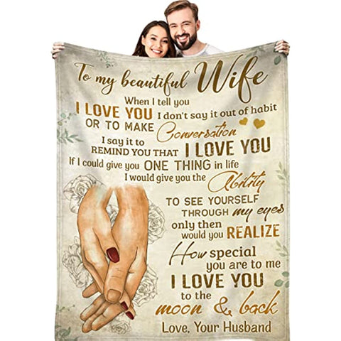 Gifts for Wife, to My Wife Blanket Mother's Day Wedding Anniversary Christmas Romantic Gifts for Her, Wife Birthday Gift Ideas, Presents for Her, Wife Blanket 55x70