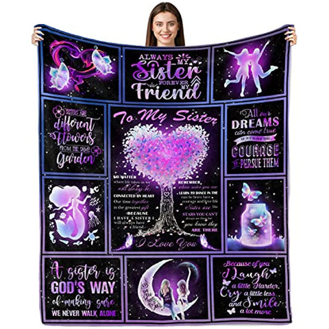 Sister Birthday Gifts from Sister, Sister Gifts, Sister Blanket 60"x50", Sister Gifts from Sister, Birthday Gifts for Sister, Gifts for Sister Throw Blanket